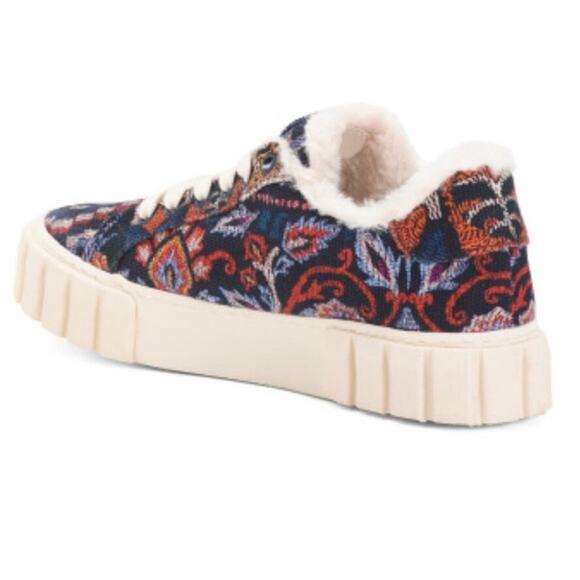 NWT Farm Rio Annika floral tapestry faux fur lined platform sneakers - Picture 2 of 15
